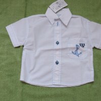 Бяла детска ризка с бродирано джобче размер 86 и 110, нова, снимка 2 - Детски ризи - 11087582