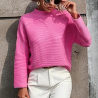 Свободен дамски едноцветен пуловер с изрязани ръкави, 2цвята - 023, снимка 4 - Блузи с дълъг ръкав и пуловери - 42284226