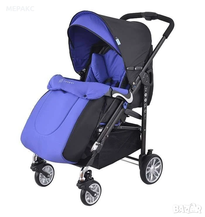 Детска количка, комбинирана Zooper Waltz Royal Blue Plaid, кралско синьо и черно, снимка 1