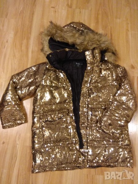Златно зимно яке с пайети, снимка 1