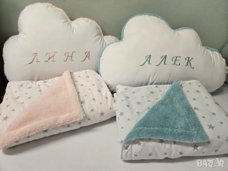Бебешки одеялца и възглавнички с бродирано име, снимка 1