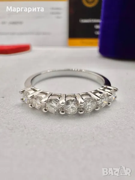 Красив сребърен пръстен с мойсанит (диамант) 0.7 карата , снимка 1