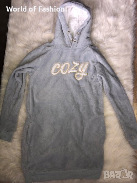 Дамска сива туника с качулка, снимка 1