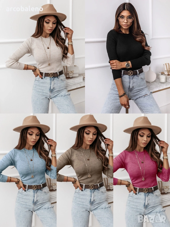 Дамски втален оребрен пуловер ISSABELI, 5цвята , снимка 1