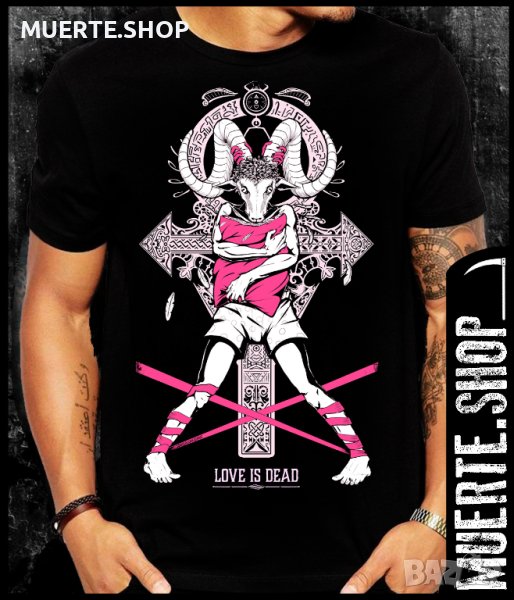 Черна тениска с щампа LOVE IS DEAD, снимка 1