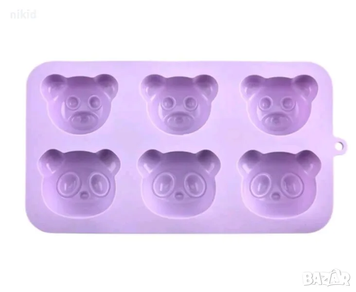 6 глави глава мече панда силиконов молд форма фондан шоколад гипс кексчета мъфини, снимка 1