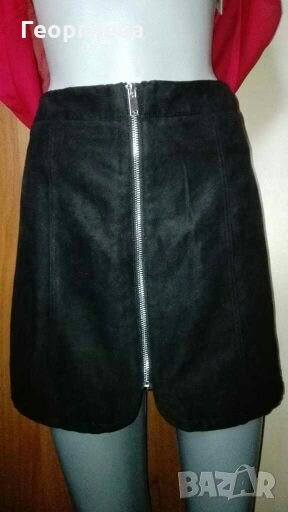 Черна пола H&M, имитация на велур🌹🍀XS,S🌹🍀арт.840, снимка 1