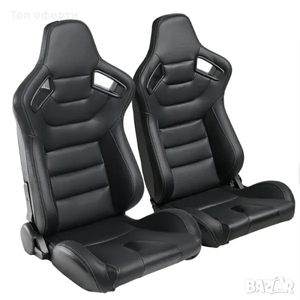Спортни седалки за МПС - 1053 - черни с бял конец, снимка 1