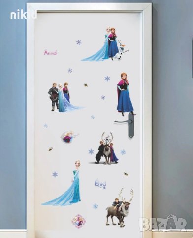 * Замръзналото Кралство frozen Елза всички герои самозалепващ стикер лепенка за детска стая стена , снимка 1