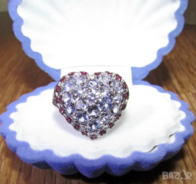 925 сребърен пръстен с танзанит и родолит, тегло 4.72гр. подходящ за подарък, снимка 1