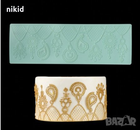 Дантела Накити висящи бижута борд силиконов молд форма украса торта с фондан гъмпейст, снимка 1