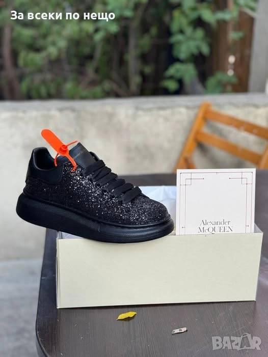 Alexander McQueen Дамски Черни Блестящи Маратонки 👟Дамски Спортни Обувки С Брокат Код P1561, снимка 1
