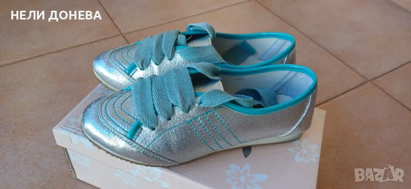 Красиви Маратонки със Сребърна Бляскава кожа ! НОВИ! №36, снимка 1