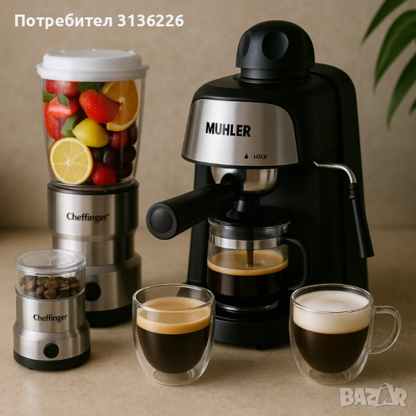 Еспресо машина Muhler MCM + блендер Cheffinger, снимка 1