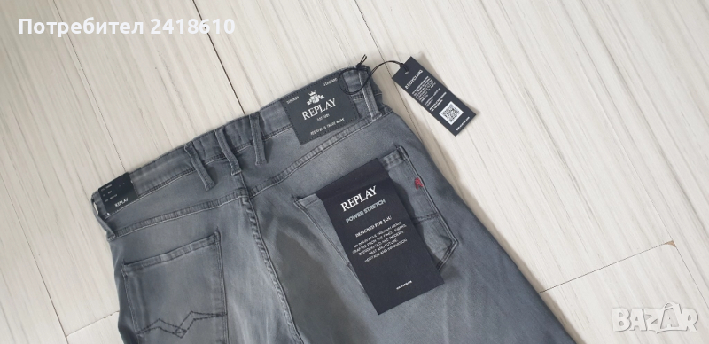 Replay Milano Anbass Hyperflex Stretch Slim Fit Mens Size 34/34 НОВО! ОРИГИНАЛ Мъжки Дънки!, снимка 1