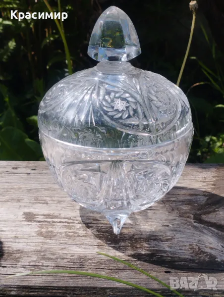 Кристална захарница или бонбониера Диаметър 11,5 см Височина 16 см , снимка 1