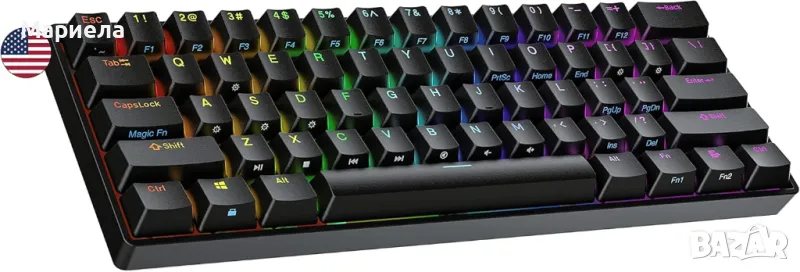 S60 Supernova 60% форм фактор/Механична клавиатура с гореща смяна/RGB LED Подсветка, снимка 1