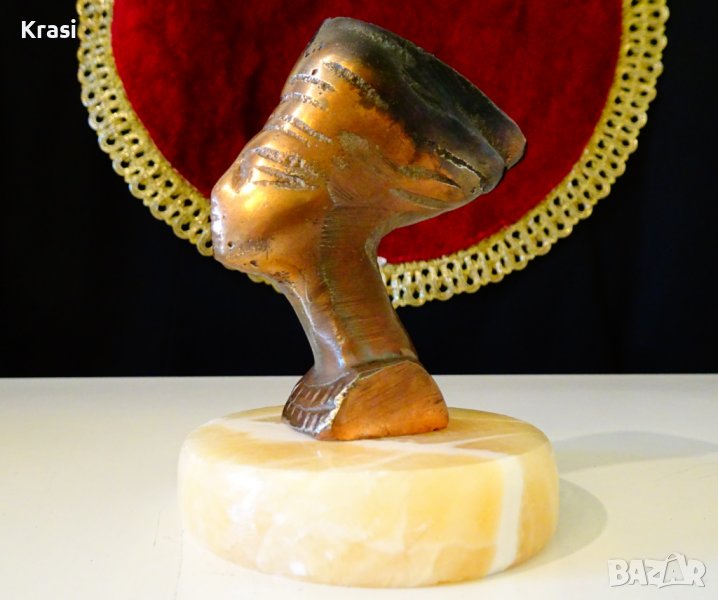Медна статуетка Нефертити,оникс,преспапие., снимка 1
