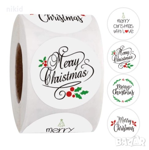 100 бр Merry Christmas Коледа Коледни микс малки самозалепващи лепенки стикери за ръчна, снимка 1