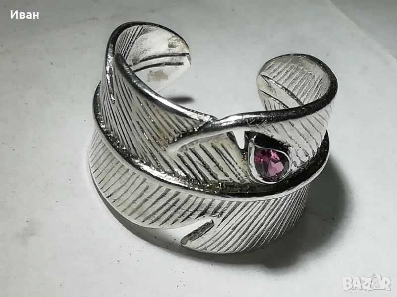 Сребърен пръстен с Гранат , снимка 1