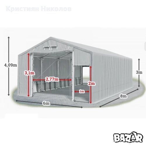 Мобилно хале с размери 6 x 8 x 3 m / 4.09 m - Euroagro, снимка 1