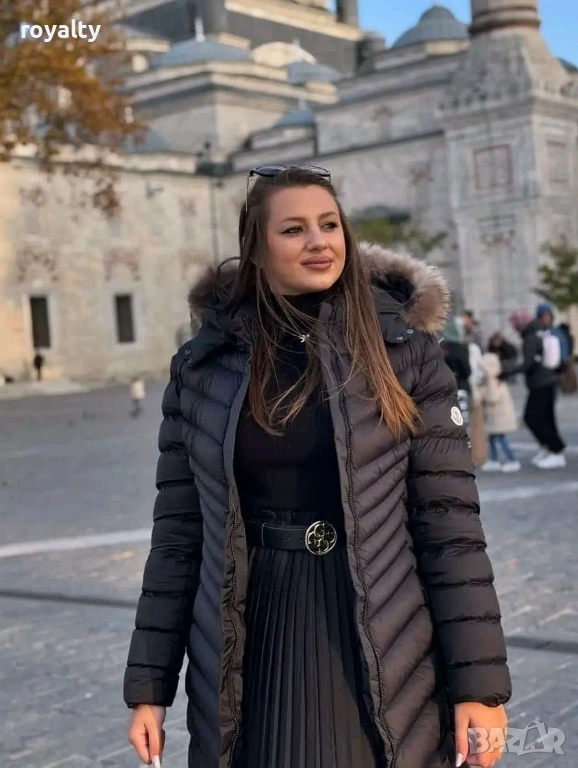 Moncler Дълго Зимно Дамско Яке С Качулка И Пух Монклер , снимка 1