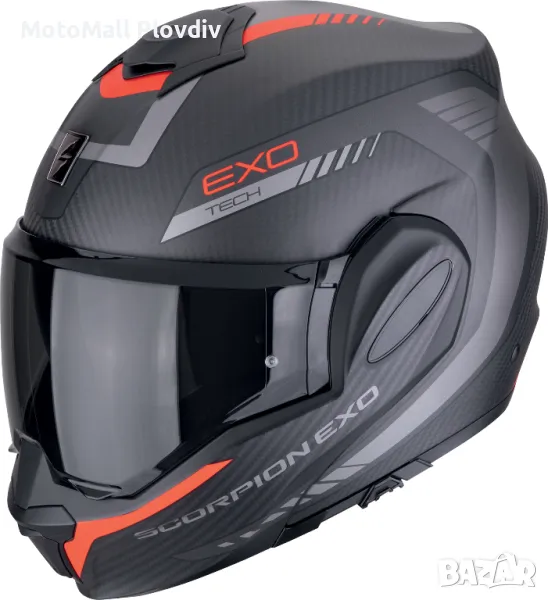 SCORPION EXO-Tech Evo Carbon Cosy Matt Black-Red, снимка 1