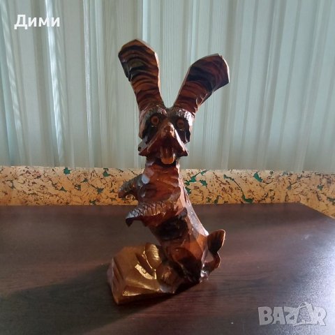 Дърворезбован заек, снимка 5 - Антикварни и старинни предмети - 40510541