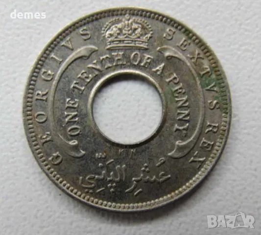 Британска Западна Африка - 1/10 пени, 1950 тип KN, 201 D, снимка 2 - Нумизматика и бонистика - 50306292