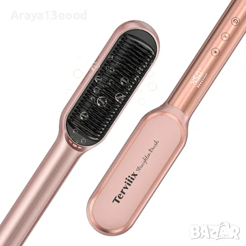 Terviiix Hair Straightener Brush – Йонна четка за изправяне на коса, 14 температури, 230°C