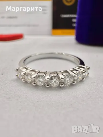 Красив сребърен пръстен с мойсанит (диамант) 0.7 карата , снимка 1
