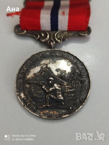 норвежки сребърен медал с маркировка , снимка 3 - Антикварни и старинни предмети - 42138819