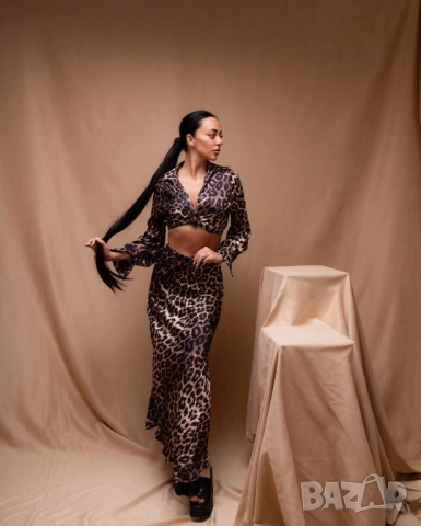 дамски леопардов комплект риза/ топ и пола, снимка 5 - Комплекти - 51551050
