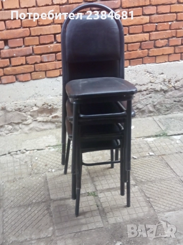 Метални столове тапицирани с кожени седалки и облегалкии, снимка 5 - Столове - 51771657