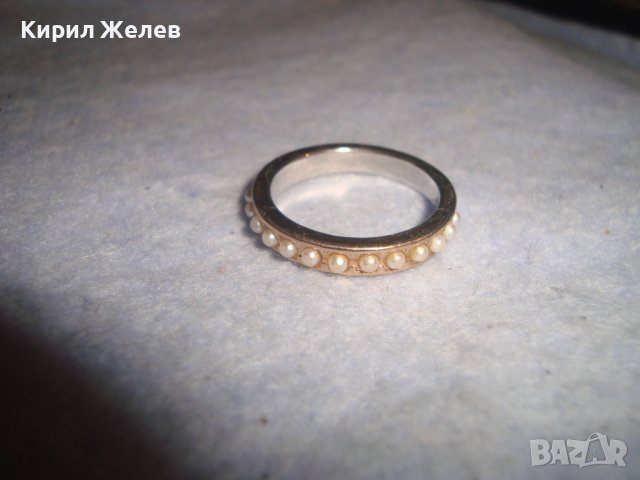 СТАР ПОСРЕБРЕН МЕДЕН ПЕРЛЕН ТИП ВИНТИДЖ АРТ ПРЪСТЕН 27688