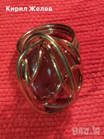 ХЕНД - МЕЙД ПОЗЛАТЕН ВИНТИДЖ АРТ МОДЕЛ ПРЪСТЕН с НАТУРАЛЕН ПОЛУСКЪПОЦЕНЕН КАМЪК КАРНЕОЛ 30495, снимка 9 - Пръстени - 46510341