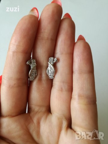 Сребърни обеци с цирконий - сребро проба 925, снимка 5 - Обеци - 37957053