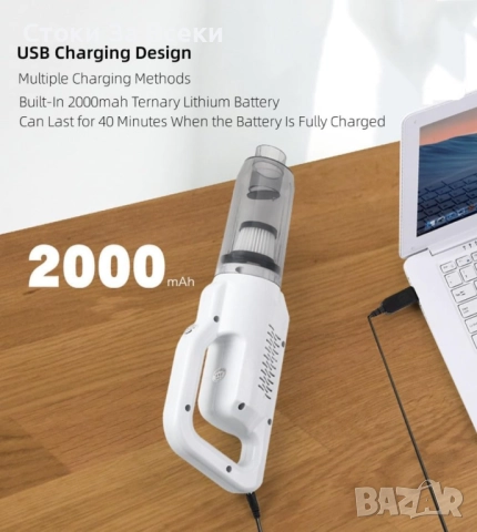 Акумулаторна безжична ръчна прахосмукачка 2 в 1 за дом и кола, снимка 5 - Прахосмукачки - 52397520