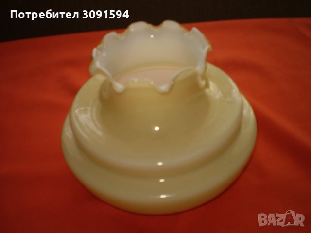 Ретро Стъклен Абажур За Полилей жълто двупластово стъкло, снимка 3 - Антикварни и старинни предмети - 42317759