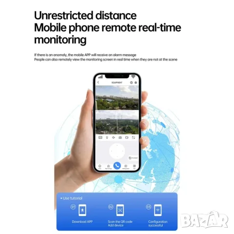 AI Соларна охранителна камера с LED осветление 2 в 1, 4G и Wi-Fi, Ultra HD 4K, 8MP, 4 обектива,, снимка 11 - Аксесоари и консумативи - 55868791