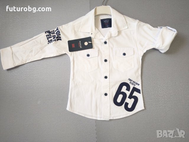 Бяла риза с тъмносин акцент за момче, снимка 4 - Детски ризи - 34276584