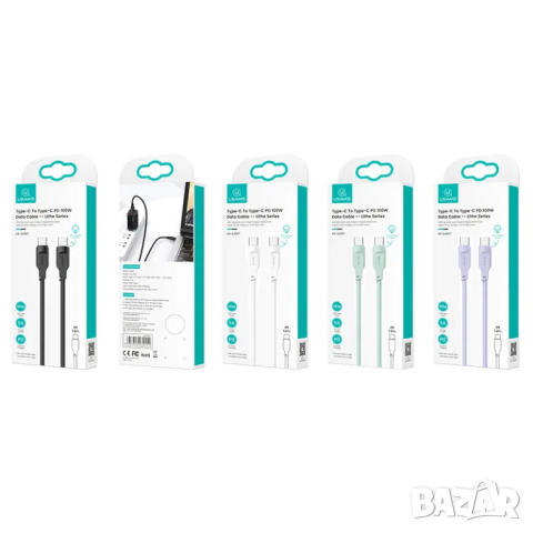 Кабел USAMS US-SJ567 Type-C PD100W 1.2 метра / лилав, снимка 6 - USB кабели - 44512018