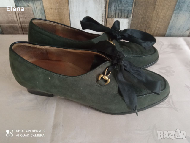 тъмнозелени велурени обувки, снимка 2 - Дамски елегантни обувки - 44589128