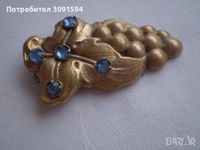Стара красива щипка брошка  бронз, снимка 1 - Антикварни и старинни предмети - 39277557