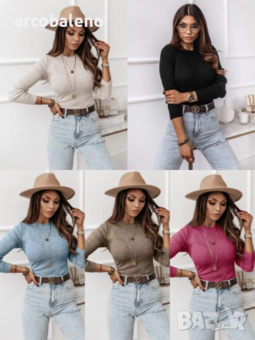 Дамски втален оребрен пуловер ISSABELI, 5цвята 