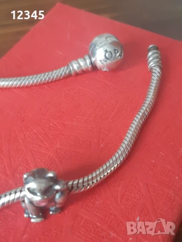 Сребърна гривна 925 Pandora оригинал с висулка коте., снимка 3 - Гривни - 51394698