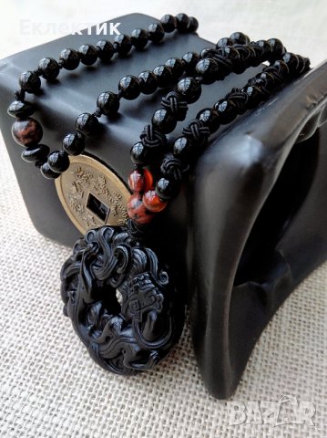 Амулети от естествен обсидиан с гердани, снимка 14 - Колиета, медальони, синджири - 38903566