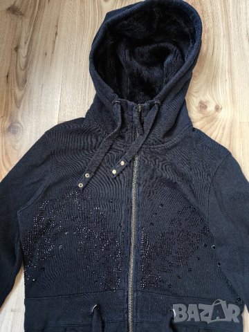 LЕЕ COOPER  дамски суичър с камъни оригинал, размер М, slim fit, черен, много запазен, снимка 3 - Суичъри - 11117127