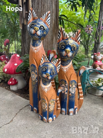 Котка от дърво 50см , снимка 14 - Статуетки - 28068091