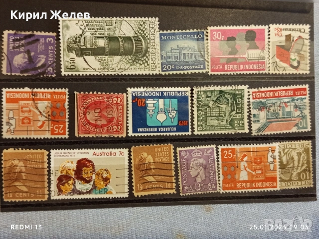 Стари пощенски марки от цял свят смесени АВСТРАЛИЯ, АМЕРИКА, БЕЛГИЯ за КОЛЕКЦИЯ 52007